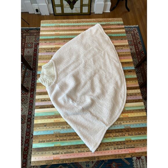 New ANTHROPOLOGIE Textured Sweater Poncho Wool Blend High Neck OS Cream $130 - Picture 14 of 16